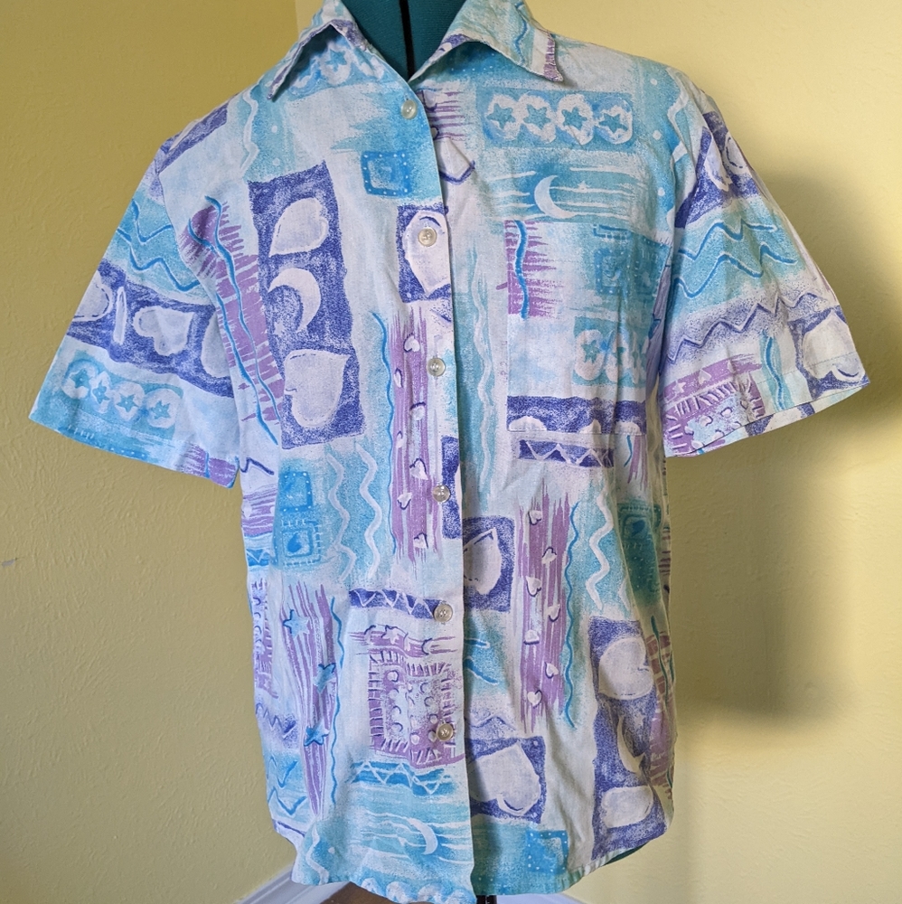 Vintage Tapestry Short Sleeve Button Down Shirt